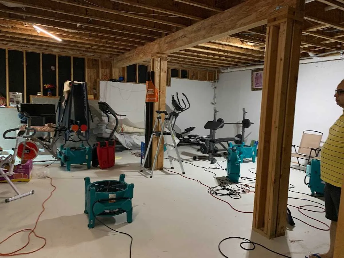Basement drying equipment setup for Contents Cleaning & Restoration in Lochbuie